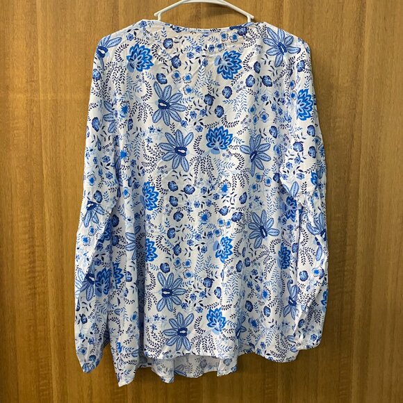 Stella Parker XXL Blue White Peasant Blouse - Picture 2 of 12